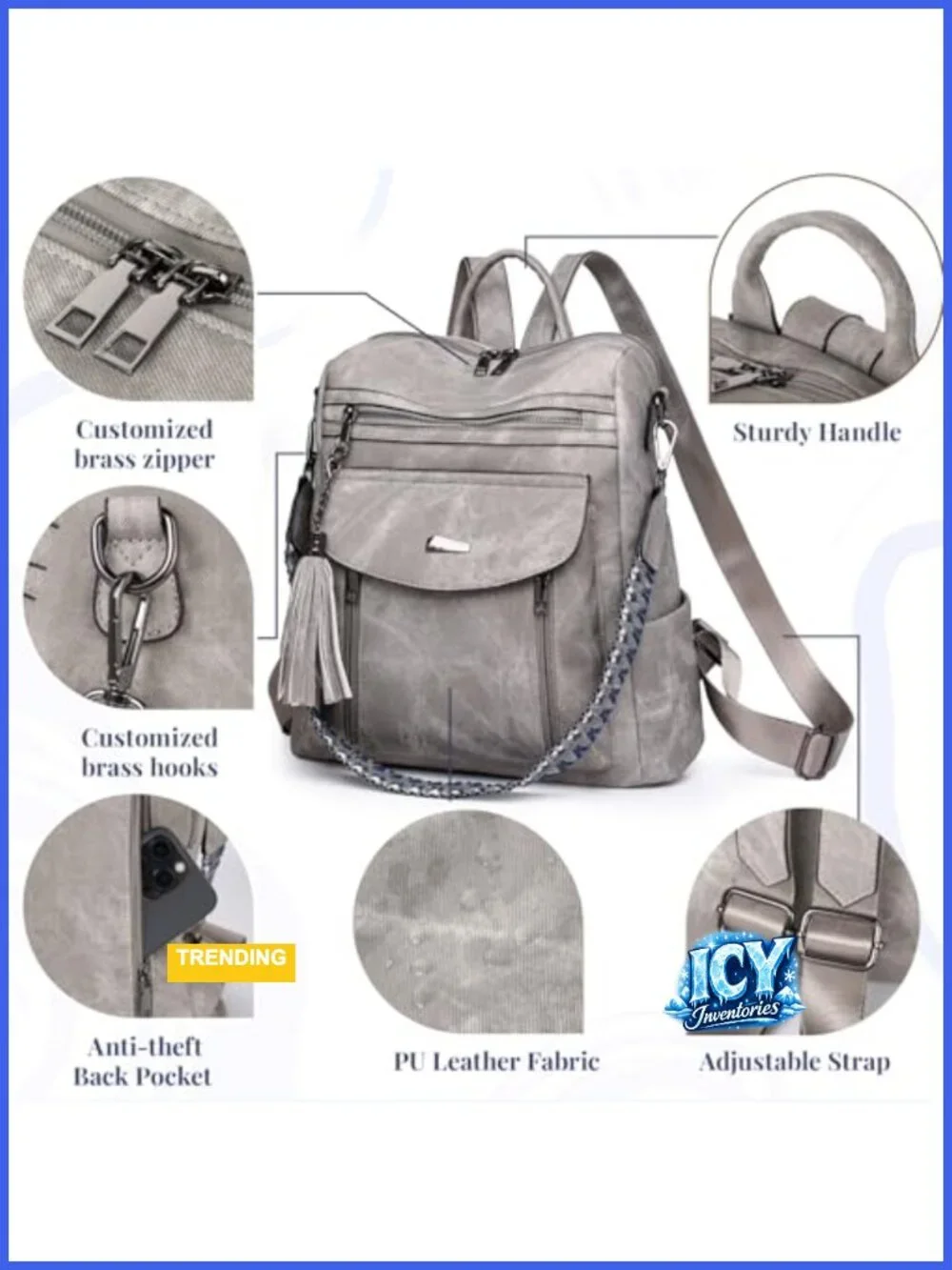 PU Leather Small Backpack for Women Fashion Tassel Mini Backpack Purse Travel